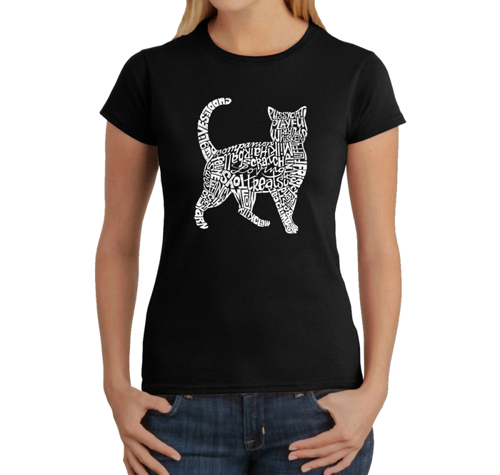 Women's Word Art T-Shirt - Cat