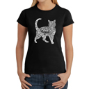 Black X-Small Women's Word Art T-Shirt - Cat