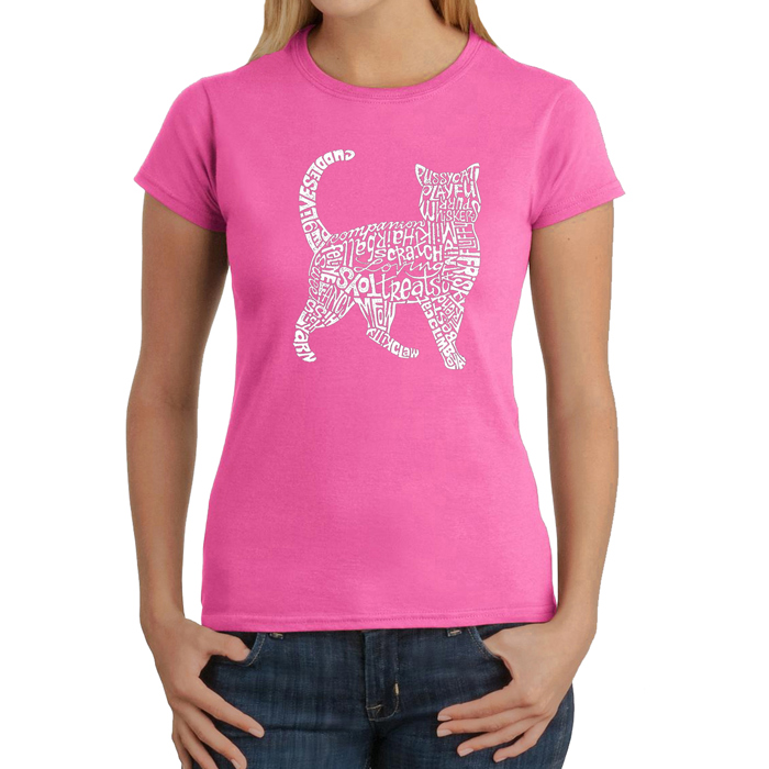 Women's Word Art T-Shirt - Cat