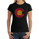 Black X-Small Women's Word Art T-Shirt - Colorado