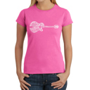Pink Medium Women's Word Art T-Shirt - Country Guitar