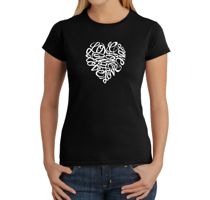 Women's Word Art T-Shirt - LOVE