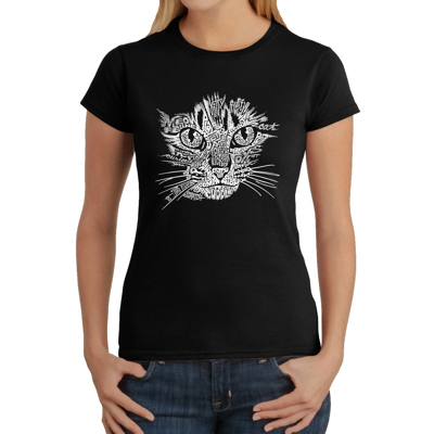 Women's Word Art T-Shirt - Cat Face