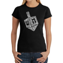 Black Small Hanukkah Dreidel - Women's Word Art T-Shirt