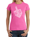 Pink X-Small Hanukkah Dreidel - Women's Word Art T-Shirt