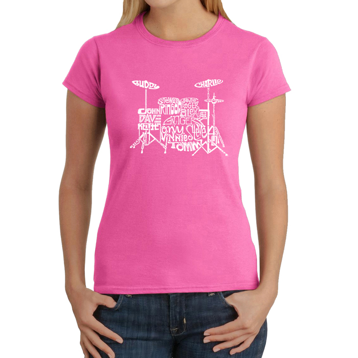Women's Word Art T-Shirt - Drums