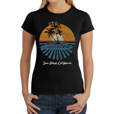 Women's Word Art T-Shirt - Cities In San Diego