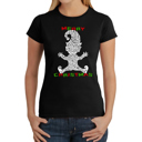 Black Large Christmas Elf - Women's Word Art T-Shirt