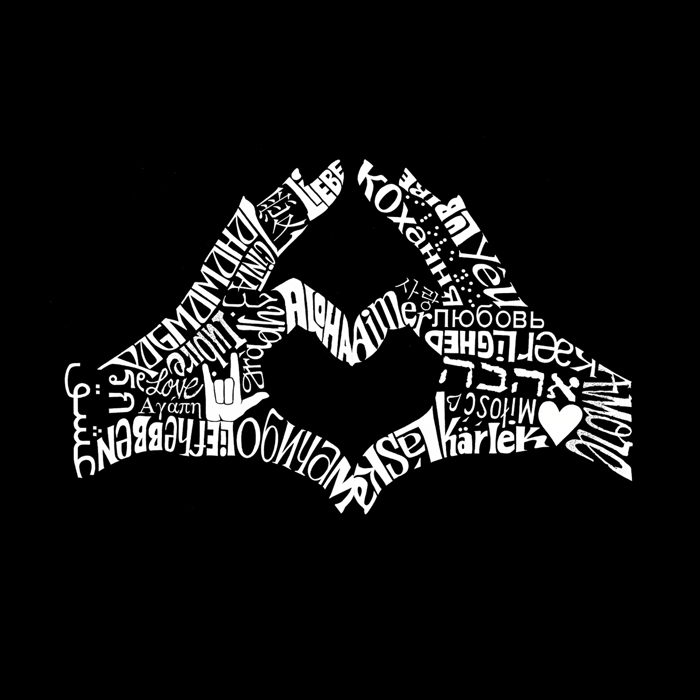 Women's Word Art T-Shirt - Finger Heart