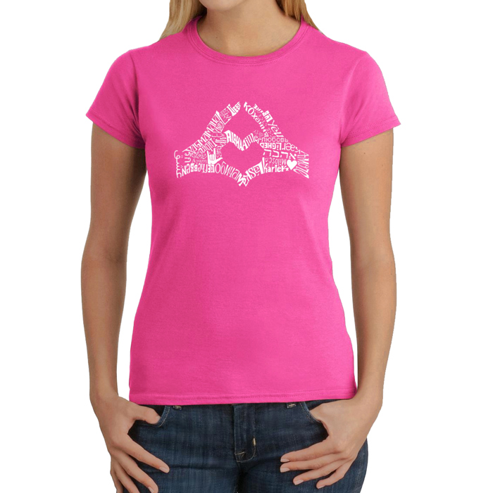 Women's Word Art T-Shirt - Finger Heart