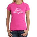 Pink Large Women's Word Art T-Shirt - Finger Heart