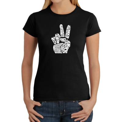 Women's Word Art T-Shirt - PEACE FINGERS