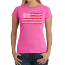 Pink Medium Women's Word Art T-Shirt - Fireworks American Flag