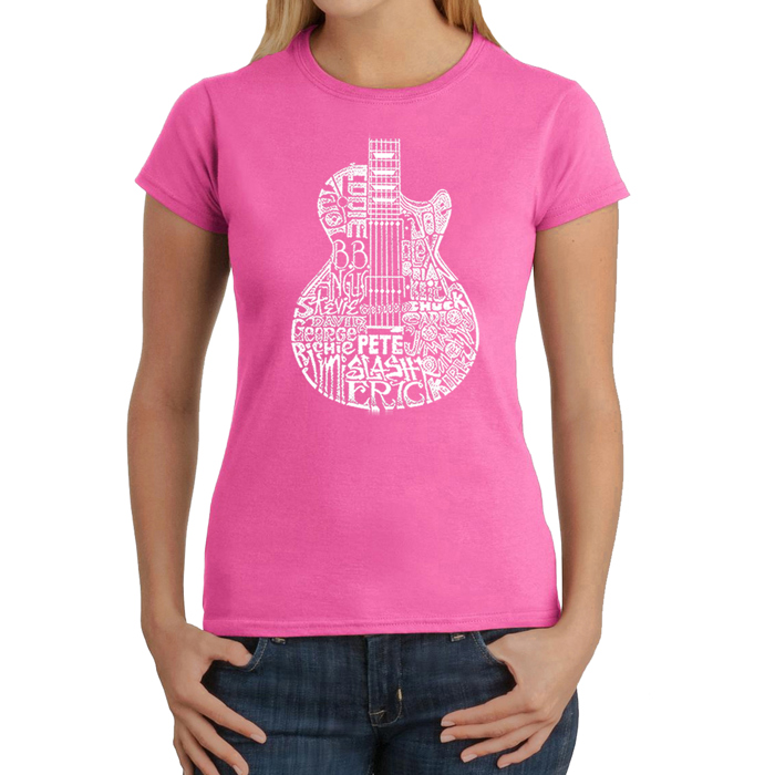 Women's Word Art T-Shirt - Rock Guitar Head