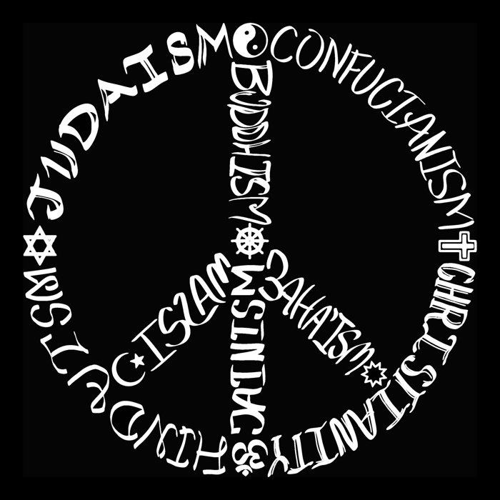Women's Word Art T-Shirt - Different Faiths peace sign