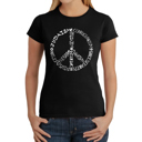 Black XXL Women's Word Art T-Shirt - Different Faiths peace sign