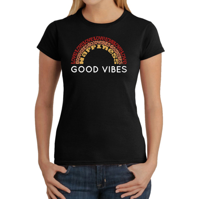 Women's Word Art T-Shirt - Good Vibes