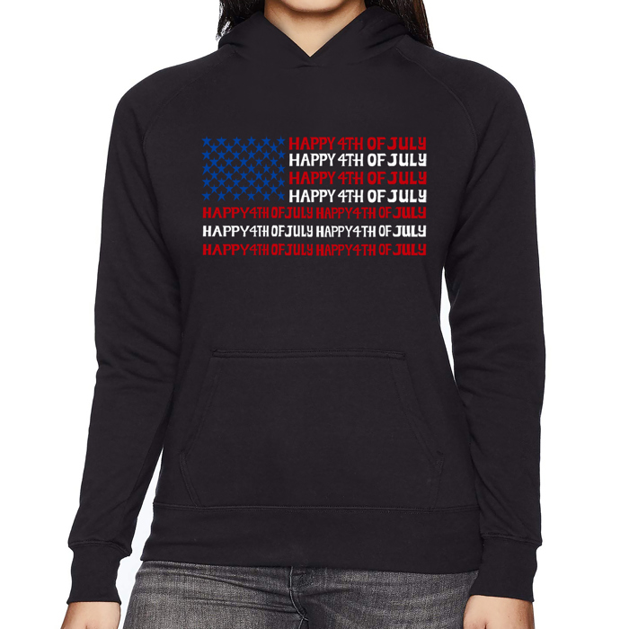 Happy 4th of July - Women's Word Art Hooded Sweatshirt