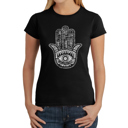 Black Small Women's Word Art T-Shirt - Hamsa