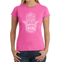 Pink Large Women's Word Art T-Shirt - Hamsa