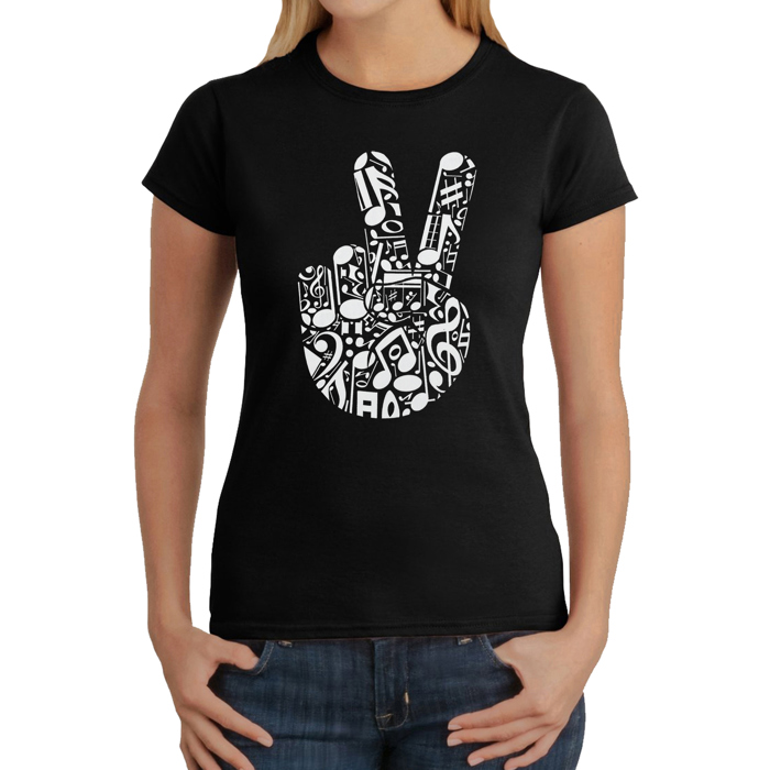 Peace Finger Notes - Women's Word Art T-Shirt