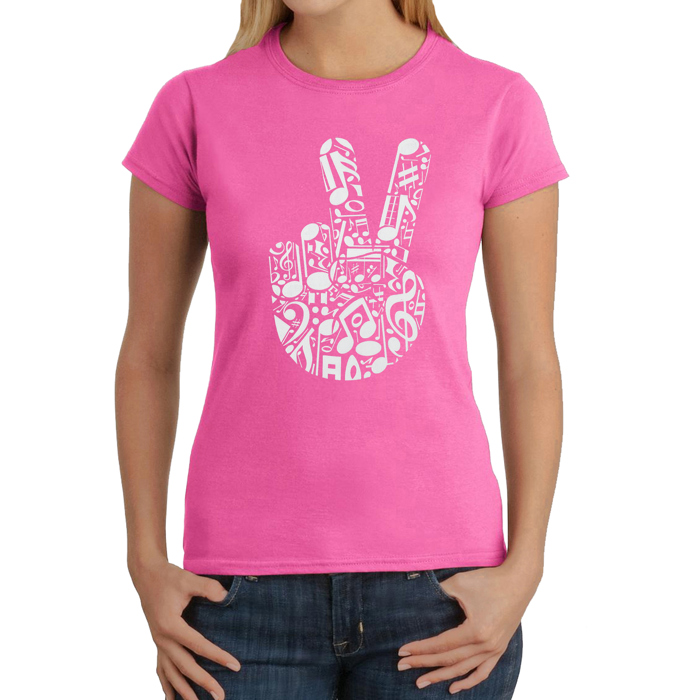 Peace Finger Notes - Women's Word Art T-Shirt