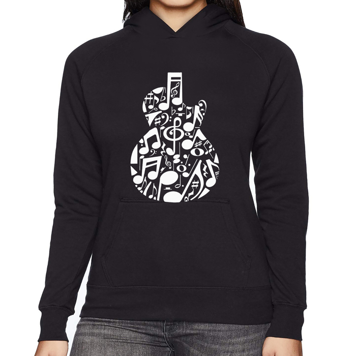Music Notes Guitar - Women's Word Art Hooded Sweatshirt