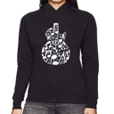 Black XL Music Notes Guitar - Women's Word Art Hooded Sweatshirt
