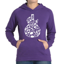 Purple XXXL Music Notes Guitar - Women's Word Art Hooded Sweatshirt