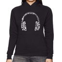 Black Small Music Note Headphones - Women's Word Art Hooded Sweatshirt