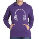 Purple Medium Music Note Headphones - Women's Word Art Hooded Sweatshirt