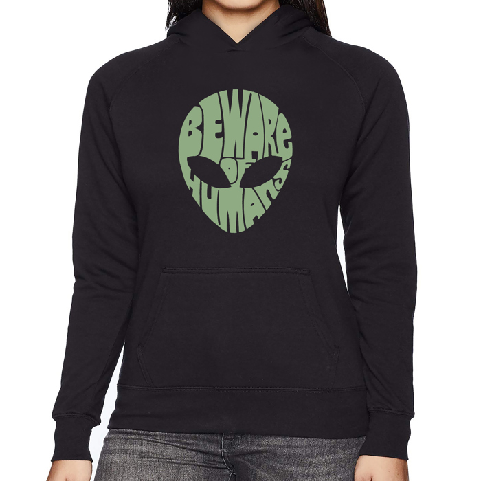 Beware of Humans - Women's Word Art Hooded Sweatshirt