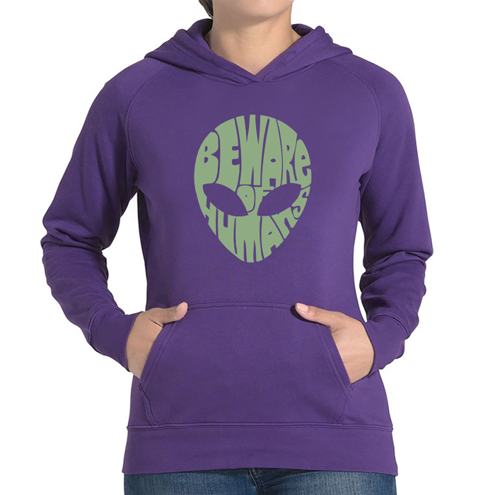 Beware of Humans - Women's Word Art Hooded Sweatshirt