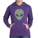 Purple Small Beware of Humans - Women's Word Art Hooded Sweatshirt
