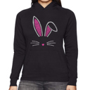Black Large Bunny Ears - Women's Word Art Hooded Sweatshirt