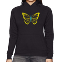 Black Medium Butterfly - Women's Word Art Hooded Sweatshirt