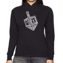 Black Small Hanukkah Dreidel - Women's Word Art Hooded Sweatshirt