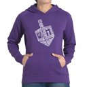 Purple Medium Hanukkah Dreidel - Women's Word Art Hooded Sweatshirt