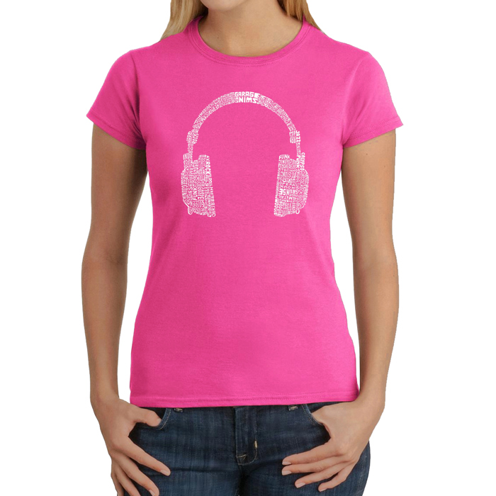 Women's Word Art T-Shirt - 63 DIFFERENT GENRES OF MUSIC