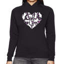 Black XXL Cat Heart - Women's Word Art Hooded Sweatshirt