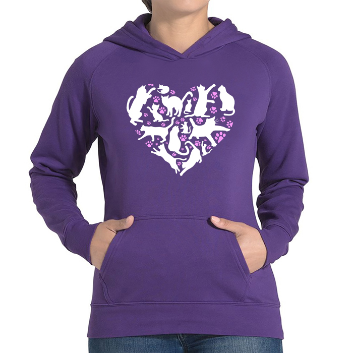 Cat Heart - Women's Word Art Hooded Sweatshirt