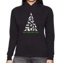 Black Small Here Comes Santa Paws - Women's Word Art Hooded Sweatshirt