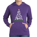 Purple XL Here Comes Santa Paws - Women's Word Art Hooded Sweatshirt