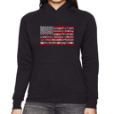 Black Large Fireworks American Flag - Women's Word Art Hooded Sweatshirt