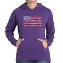 Purple XXL Fireworks American Flag - Women's Word Art Hooded Sweatshirt