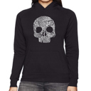 Black Small Flower Skull - Women's Word Art Hooded Sweatshirt