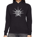 Black XL Freedom Skull - Women's Word Art Hooded Sweatshirt