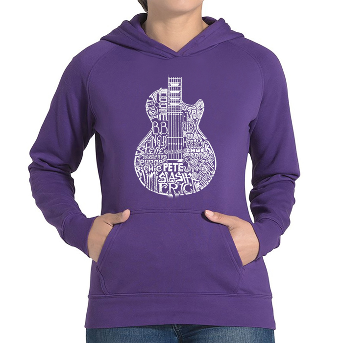 Rock Guitar Head - Women's Word Art Hooded Sweatshirt
