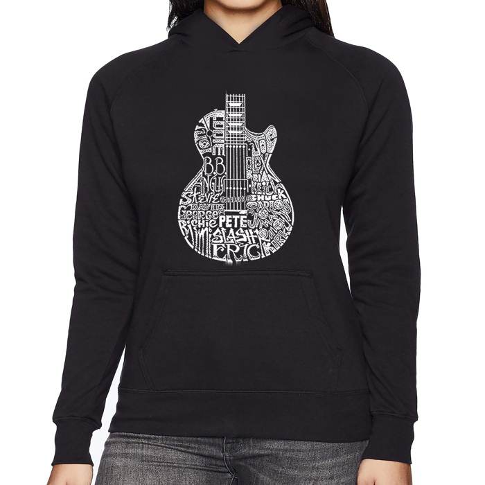 Rock Guitar Head - Women's Word Art Hooded Sweatshirt
