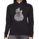 Black XL Rock Guitar Head - Women's Word Art Hooded Sweatshirt